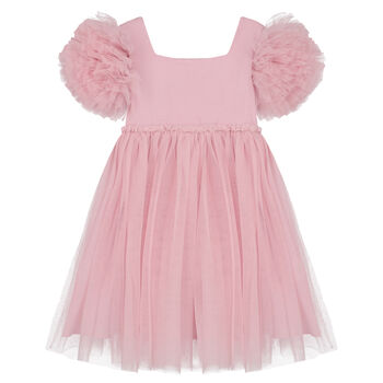 Girls Pink Embellished Tulle Dress
